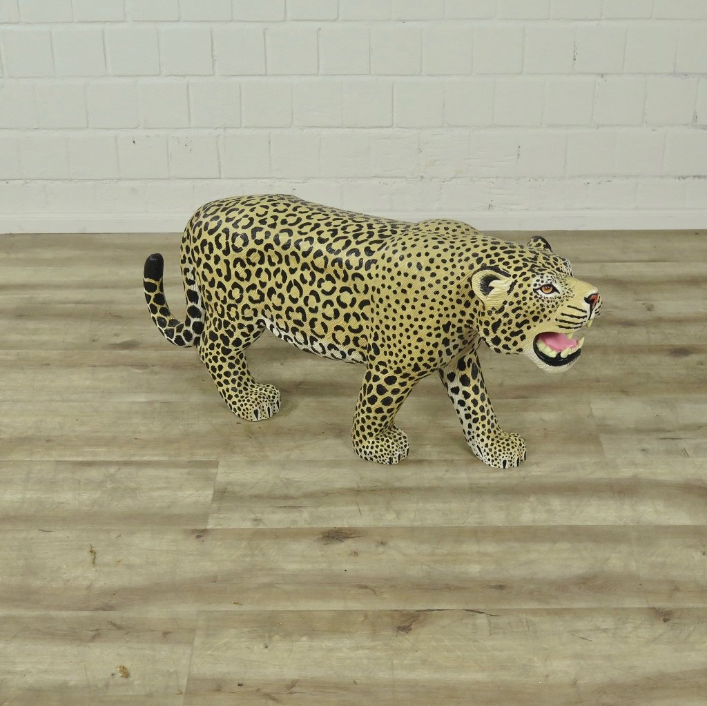 Skulptur Dekoration Leopard Teakholz 1,00 m