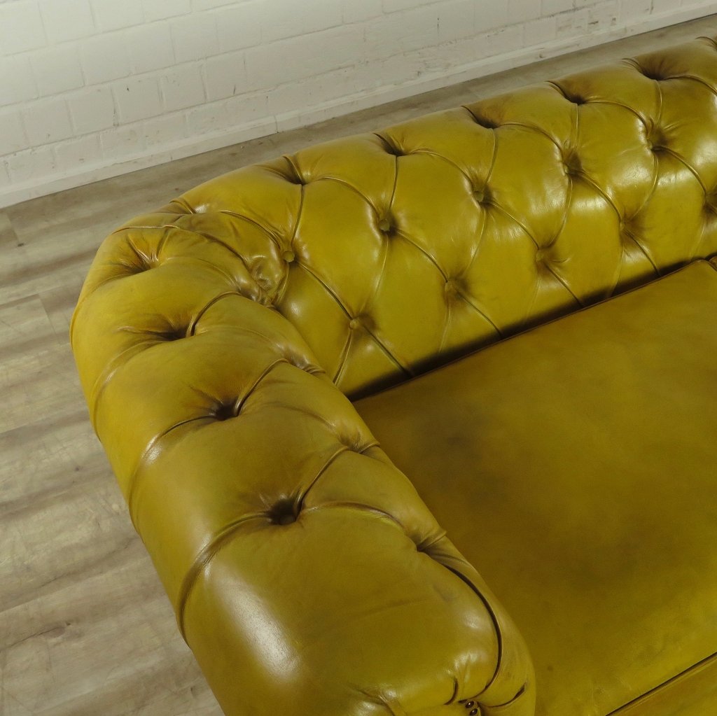 Chesterfield Sofa Couch Leder Gelb 2,80 m