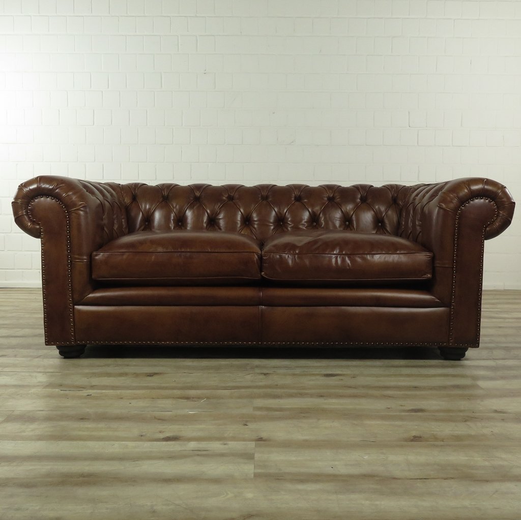 Chesterfield Sofa Couch Leder Brown 1,90 m