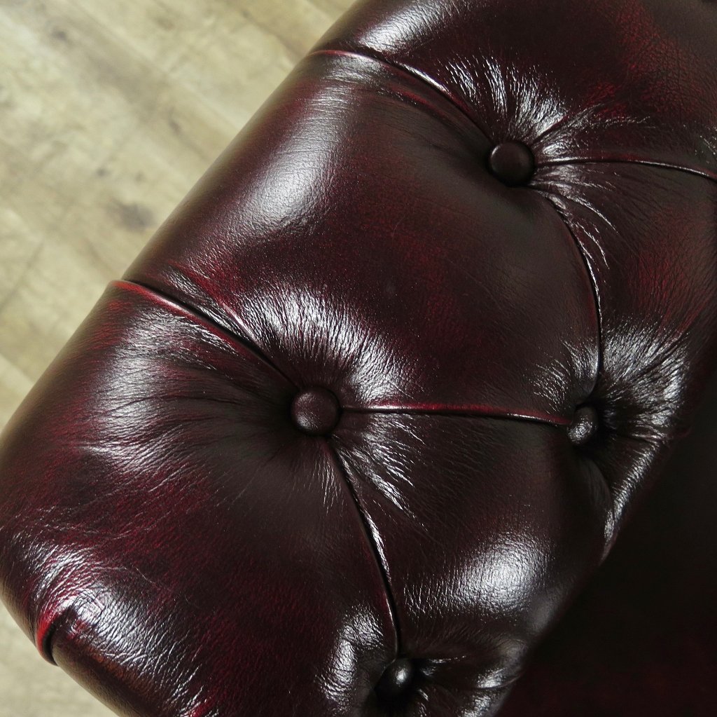 Chesterfield Couch Sofa Leder Rot-Braun 2,00 m