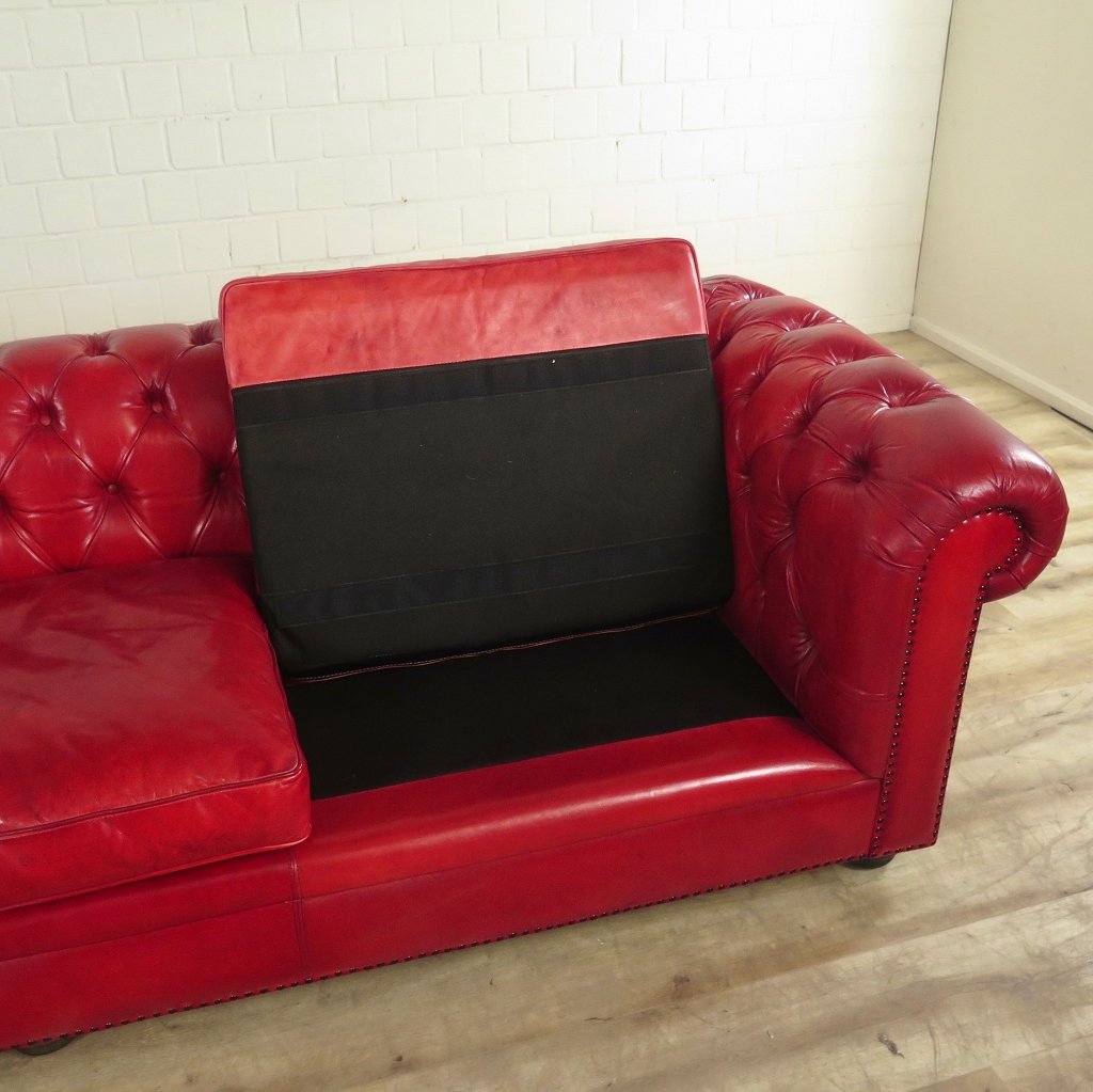 Chesterfield Sofa Couch Leder Rot 2,80 m