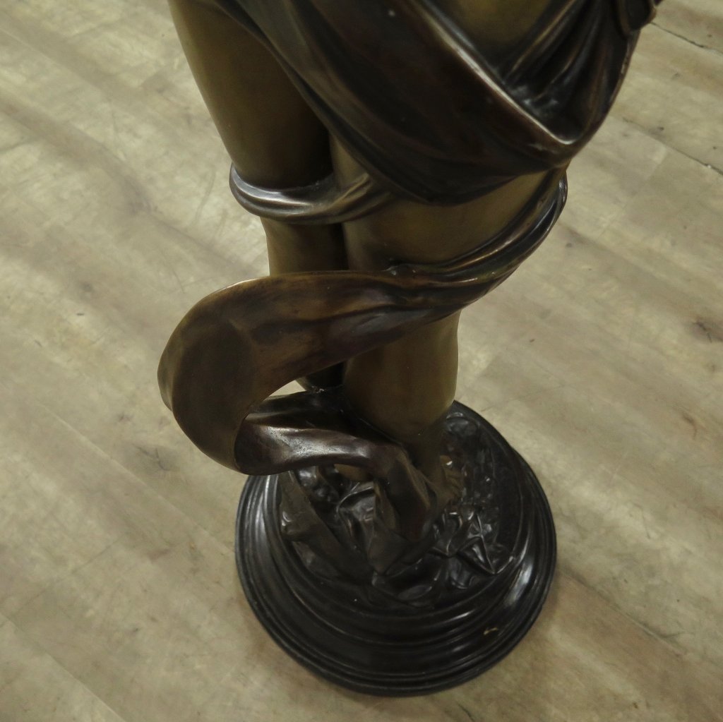 17273 Skulptur Dekoration Elfe mit Flöte Bronze 1,45 m
