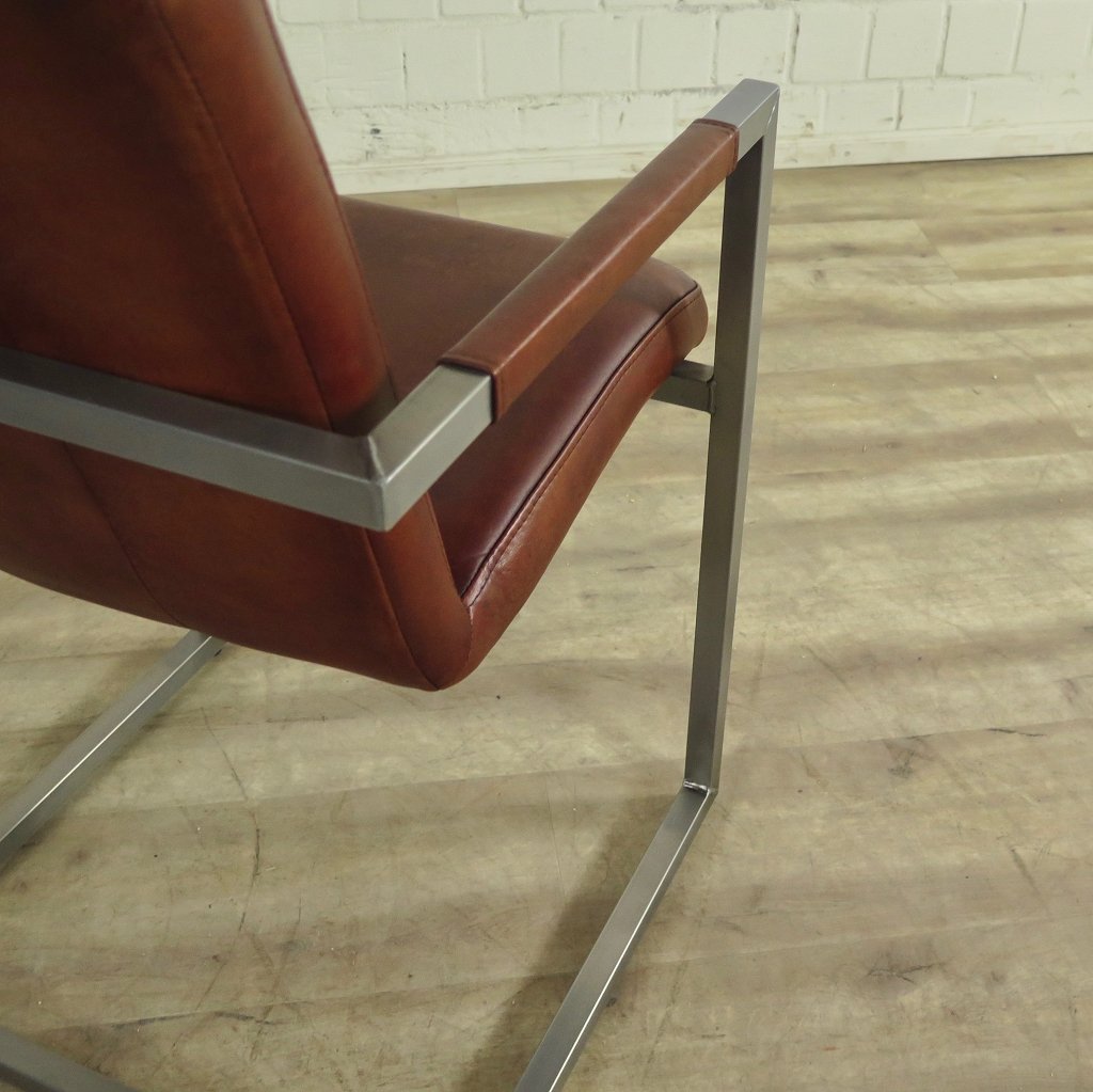 Stühle Industrial Design Leder Rot-Braun