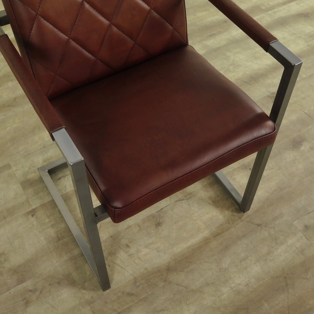 Stühle Industrial Design Leder Rot-Braun