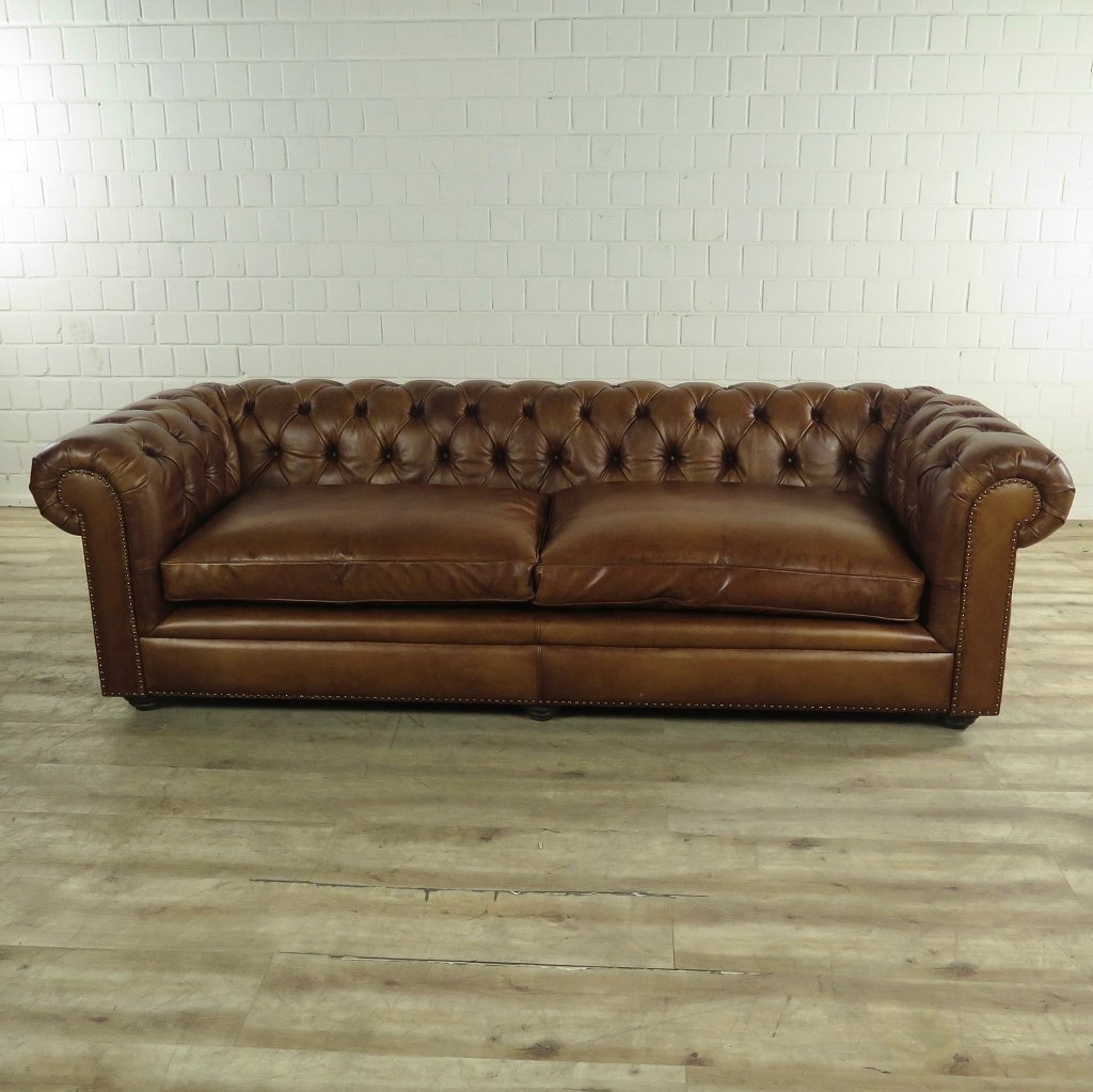 Chesterfield Sofa Couch Leder Braun 2.40 m