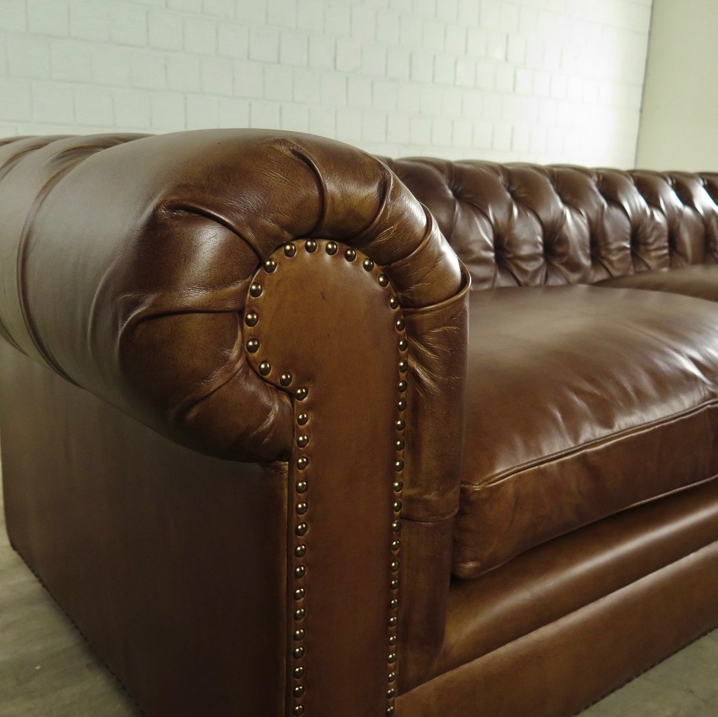 Chesterfield Sofa Couch Leder Braun 2.40 m