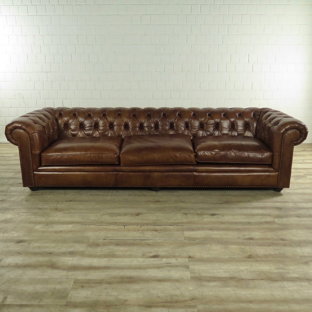 Chesterfield Sofa Couch Leder Braun 2.78 m