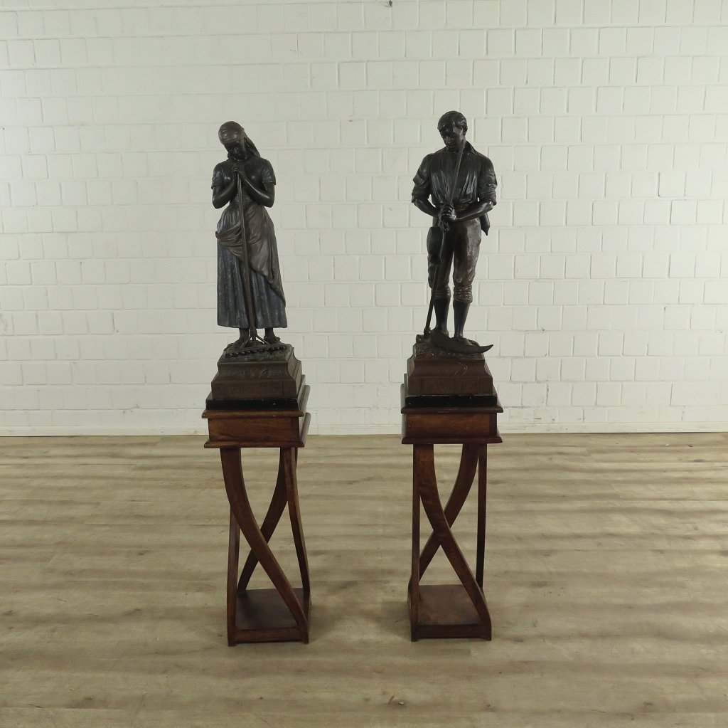 Skulptur Dekoration Bauer Bronze 1,46 m