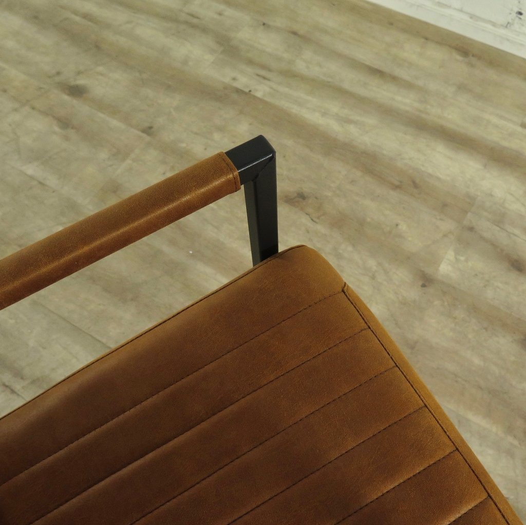 Stuhl Industrial Design Leder Cognac