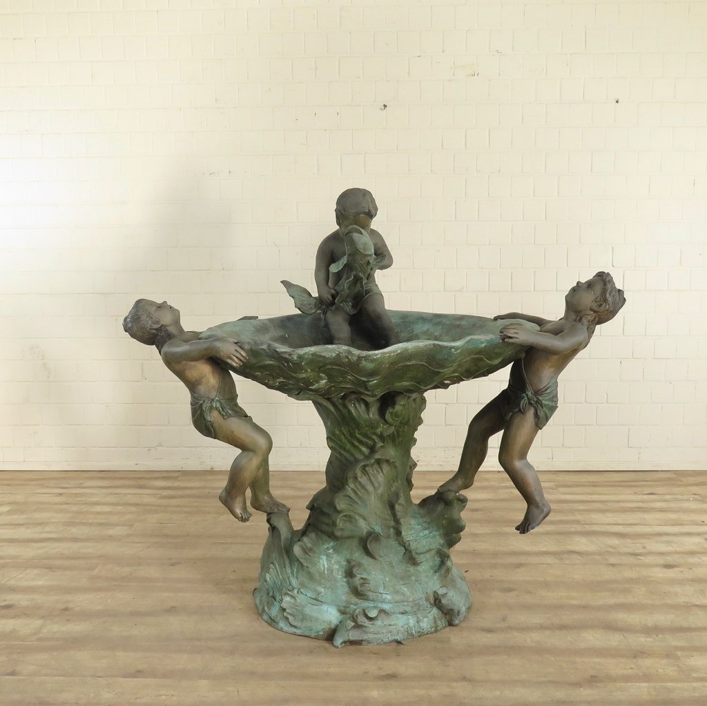 Brunnen Wasserspeier Kinder Bronze 1,65 m