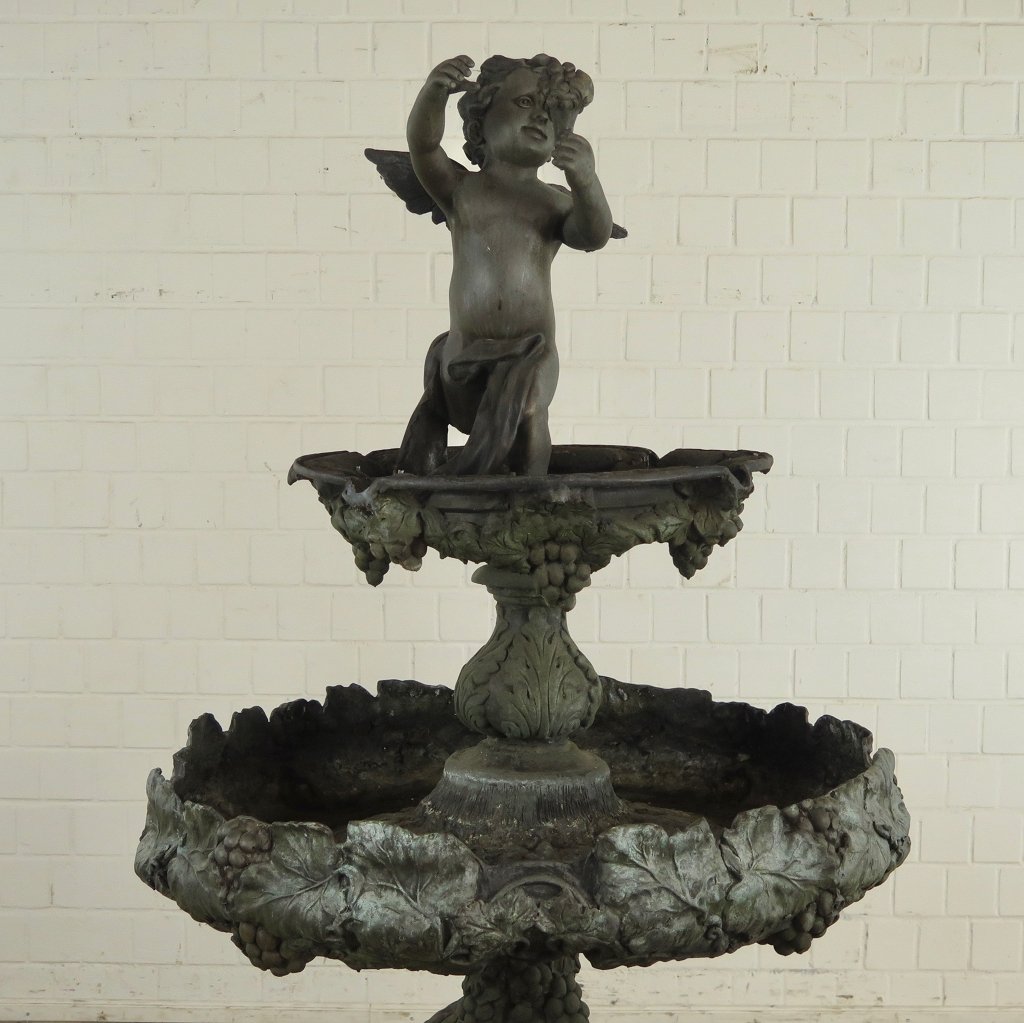 Brunnen Wasserspeier Engel mit Schwänen Bronze 2,00 m