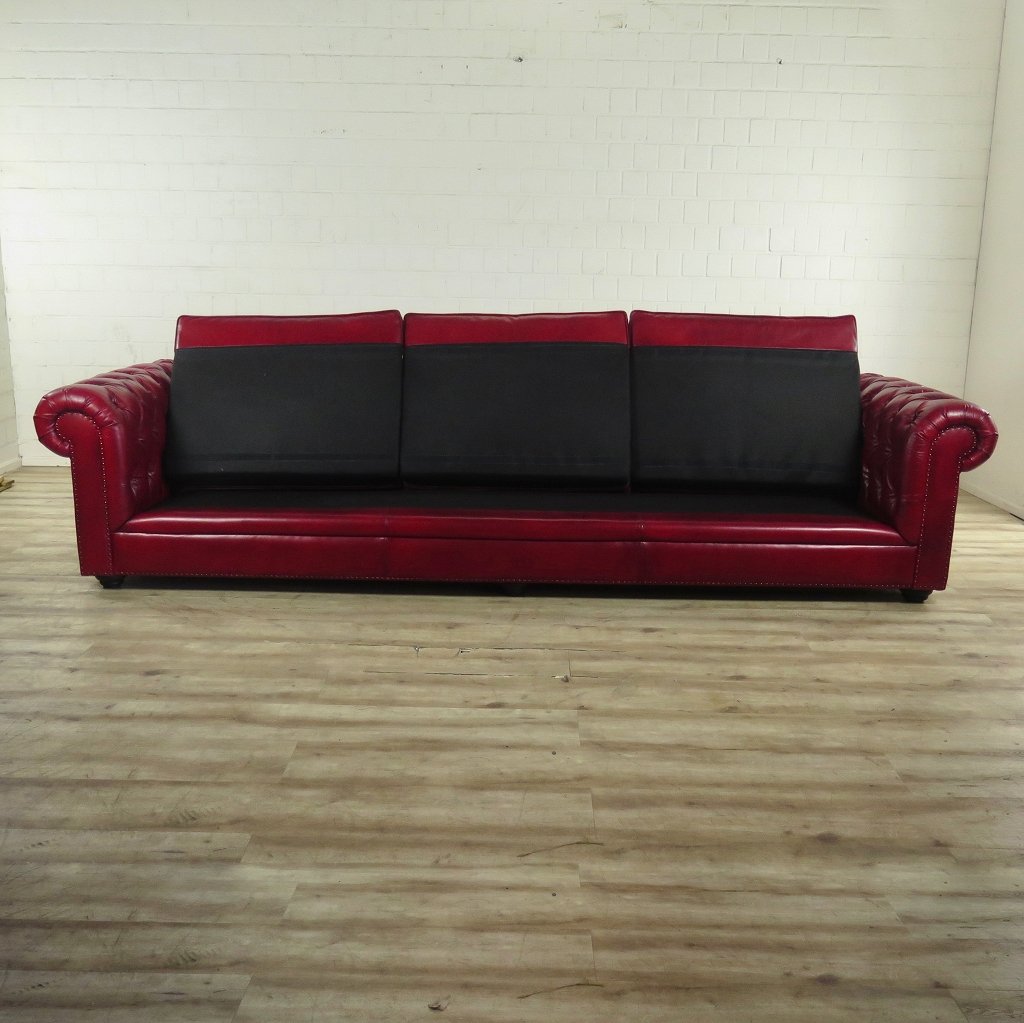 Chesterfield Sofa Couch Leder Rot 3,20 m