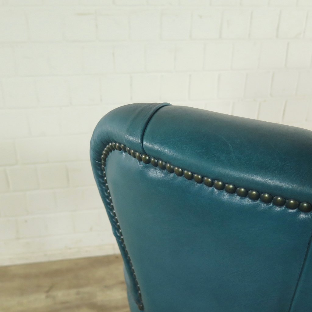 Chesterfield barhocker Leder Türkis-Blau