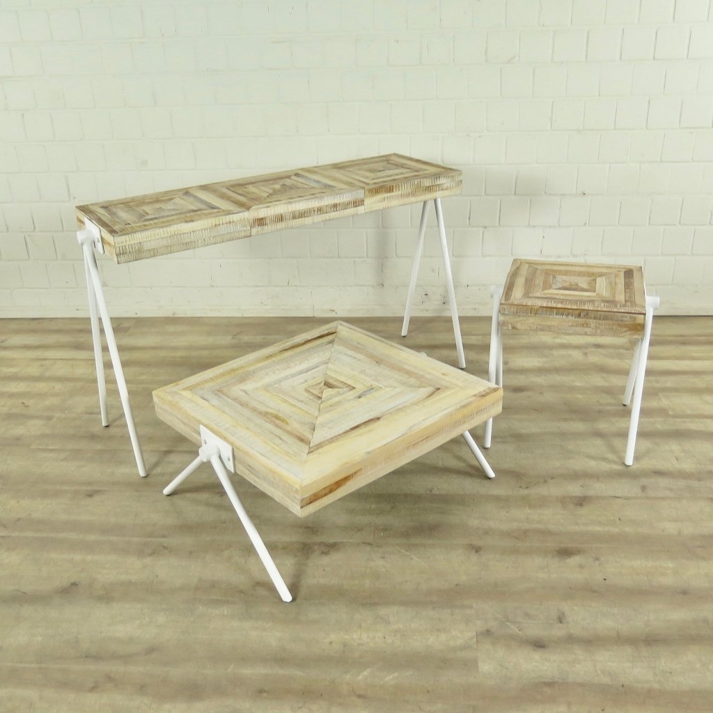 Set Wandtische Beistelltische Teakholz 1,30 m