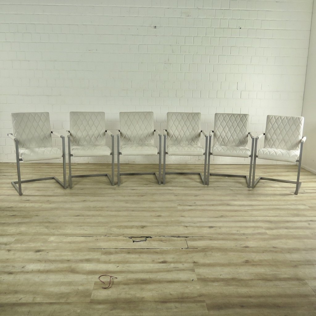 Stuhl Industrial Design Leder Weiß