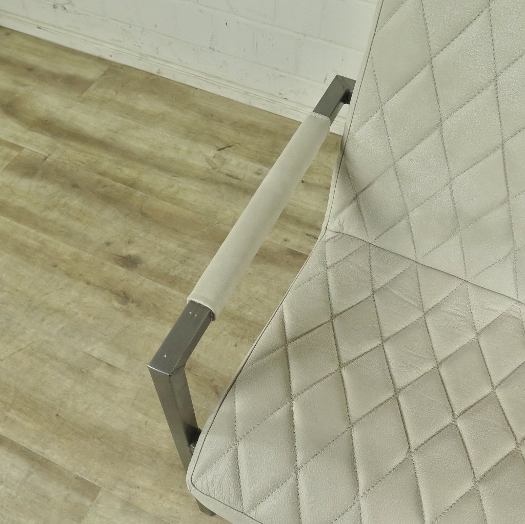 Stuhl Industrial Design Leder Weiß