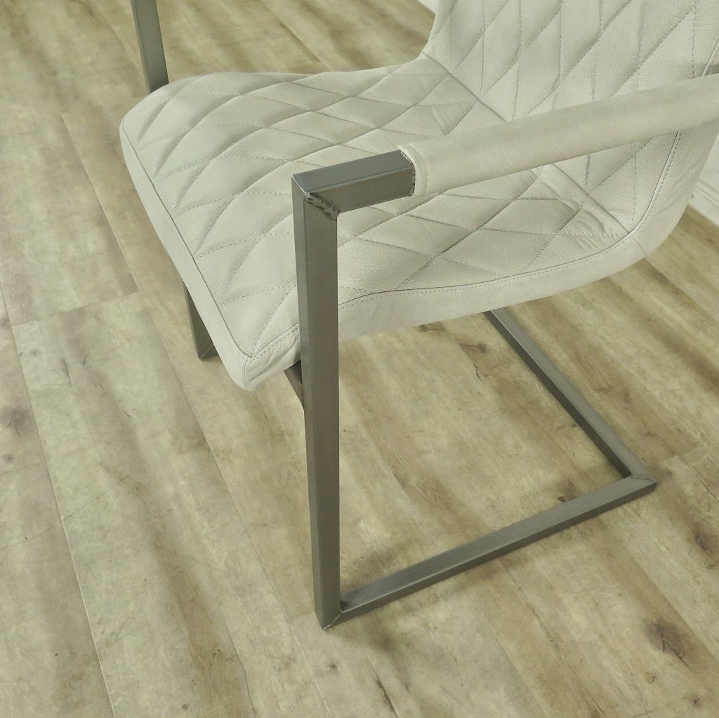 Stuhl Industrial Design Leder Weiß