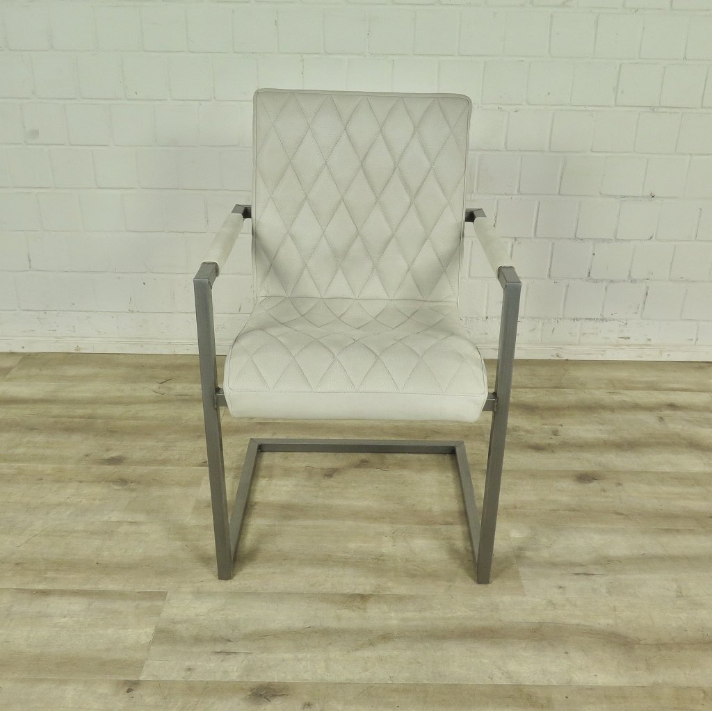 Stuhl Industrial Design Leder Weiß