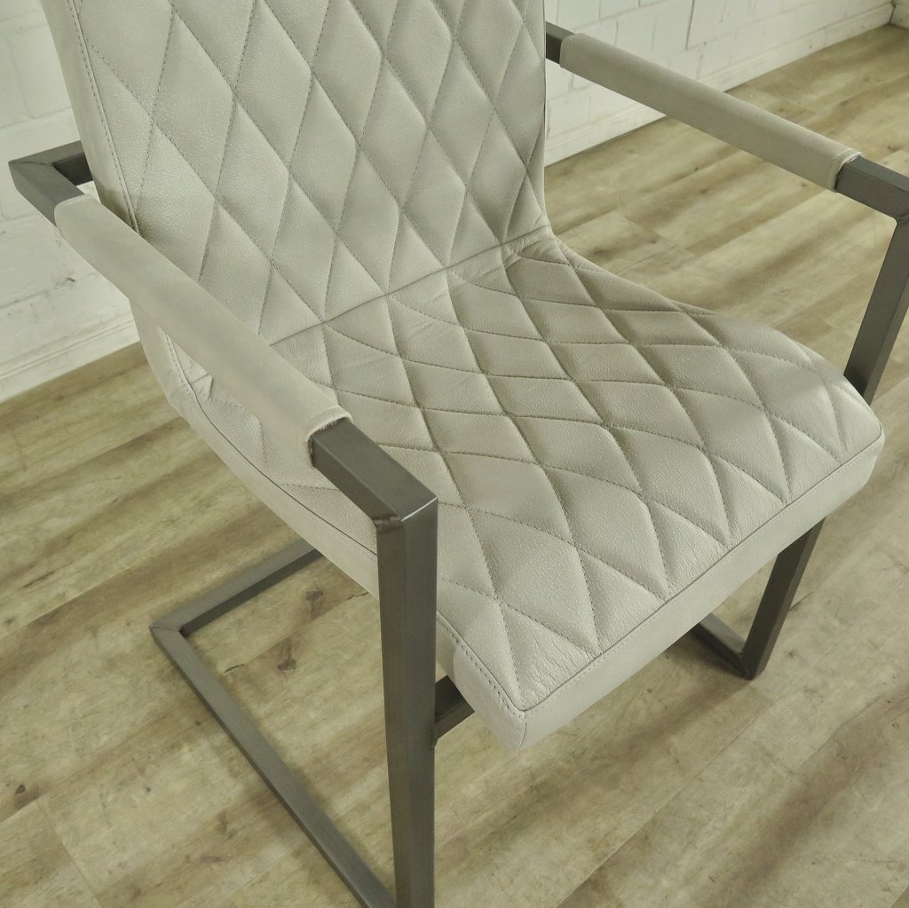 Stuhl Industrial Design Leder Weiß
