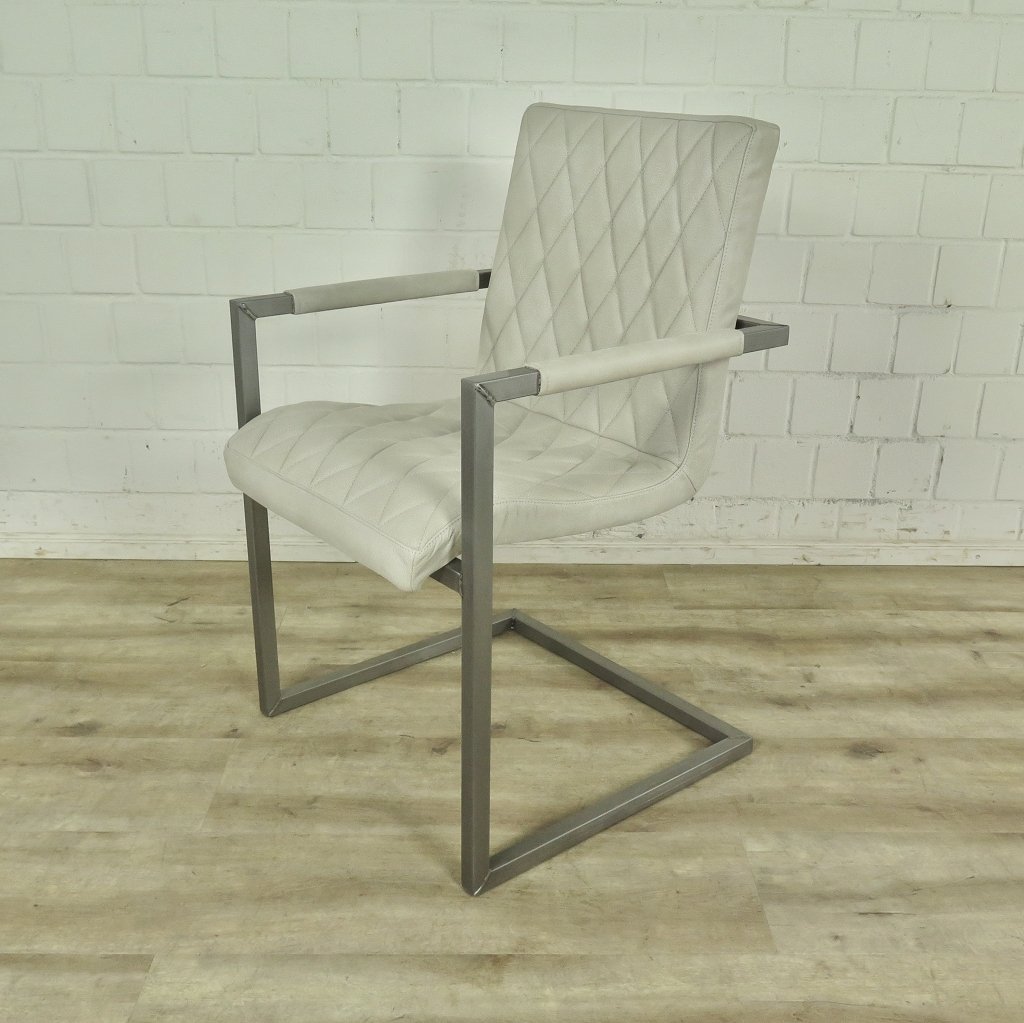 Stuhl Industrial Design Leder Weiß