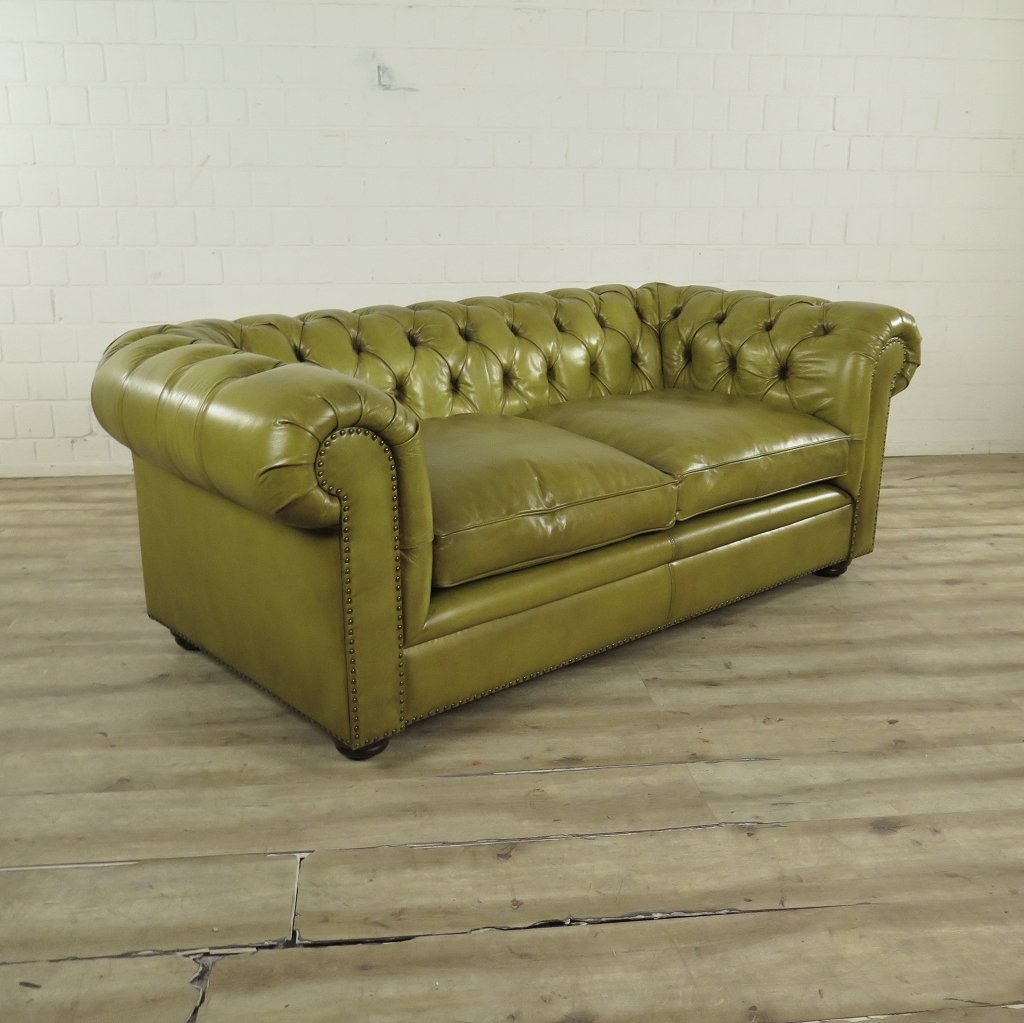 Chesterfield Sofa Couch Leder Lime 1,90 m