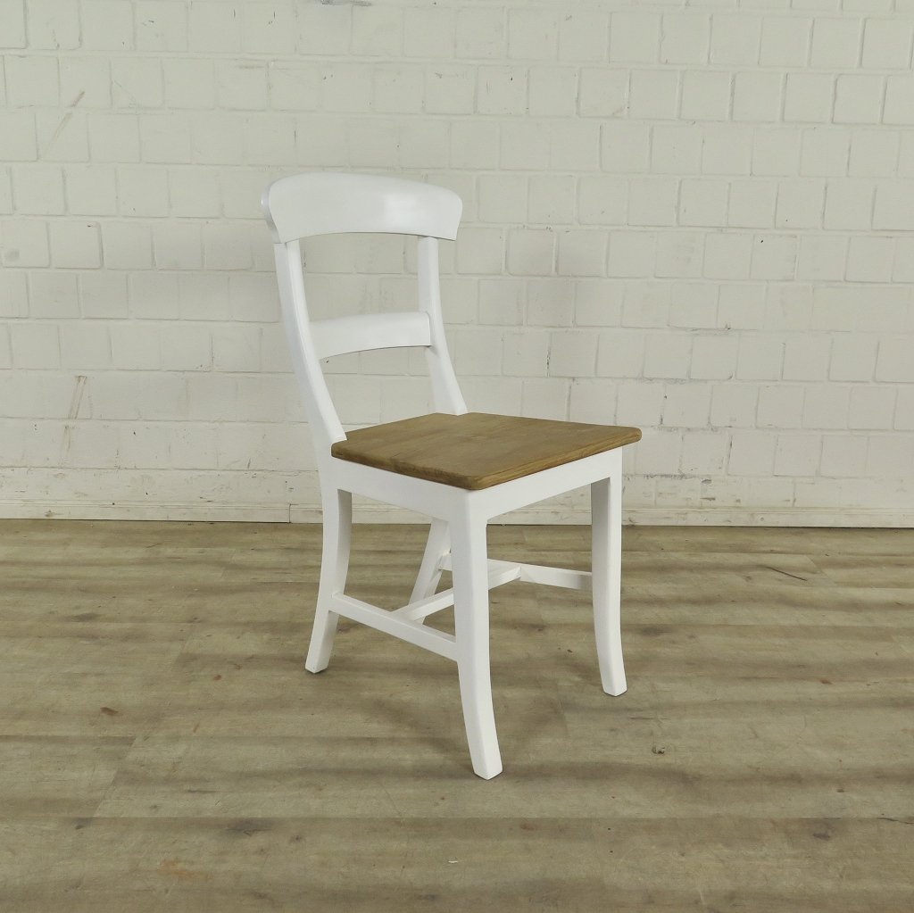 Stuhl Küchenstuhl Teakholz Weiß-Natur