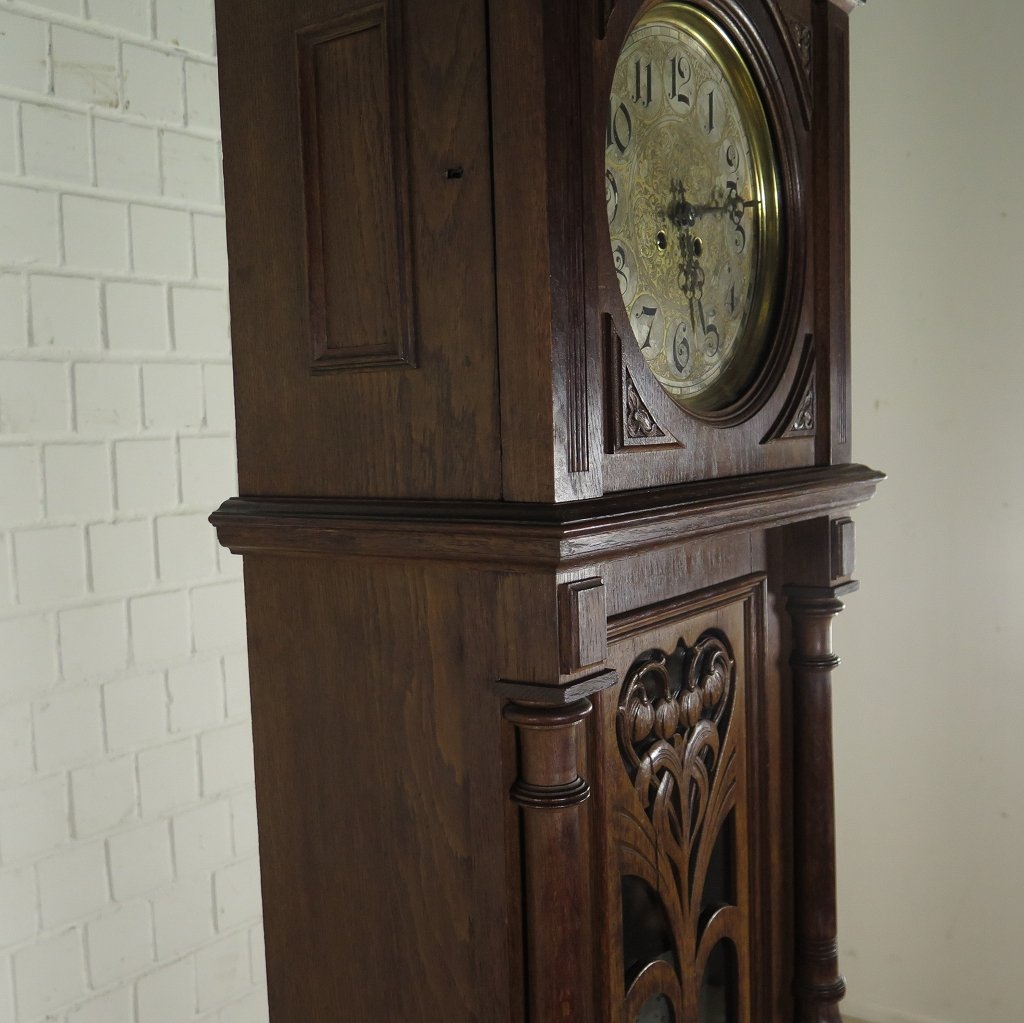 Standuhr mit Polyphon Spieluhr Jugendstil 1900 Eiche
