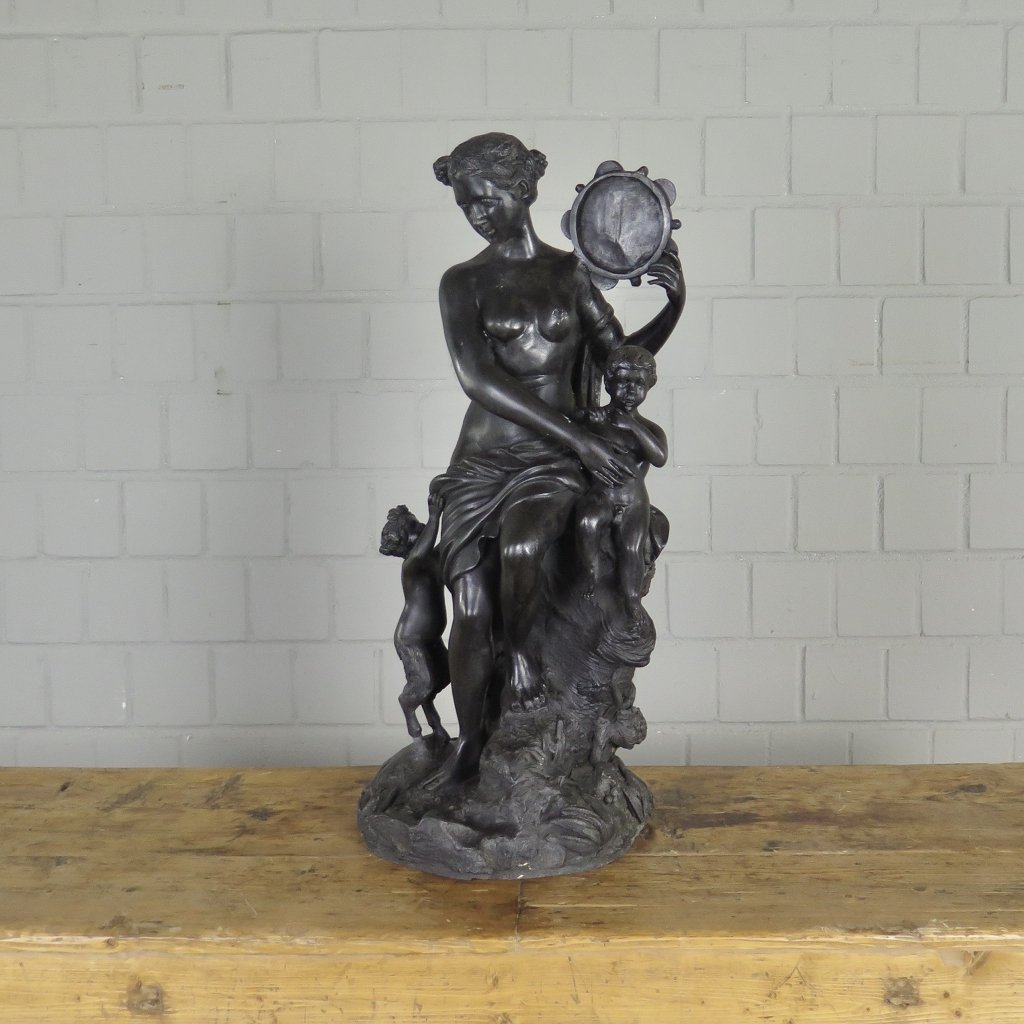 Skulptur Dekoration Frau mit Kindern Bronze 0,65 m