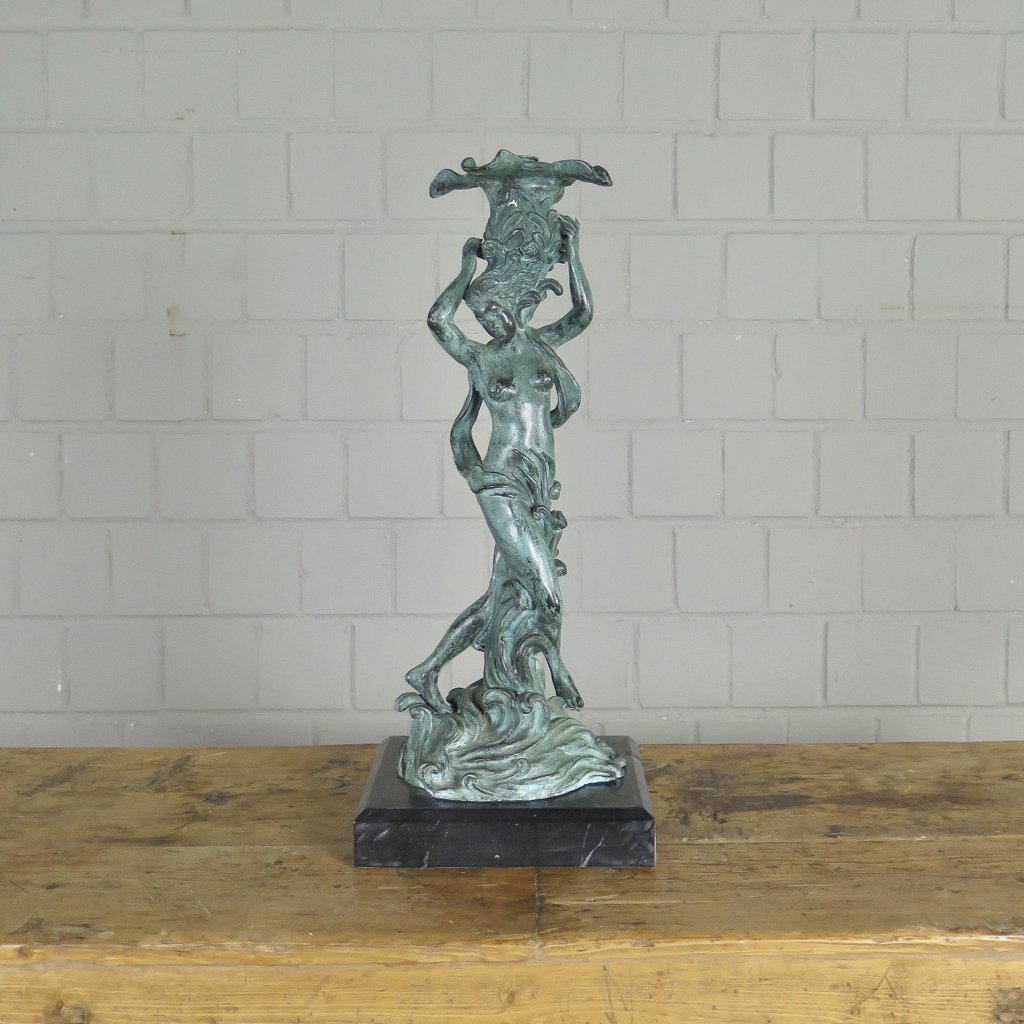 Kerzenständer Kandelaber Skulptur Frau Venus Bronze 0,50 m