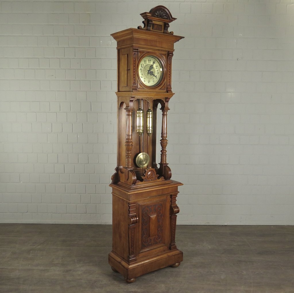 Standuhr Uhr Gründerzeit 1880 Nussbaum