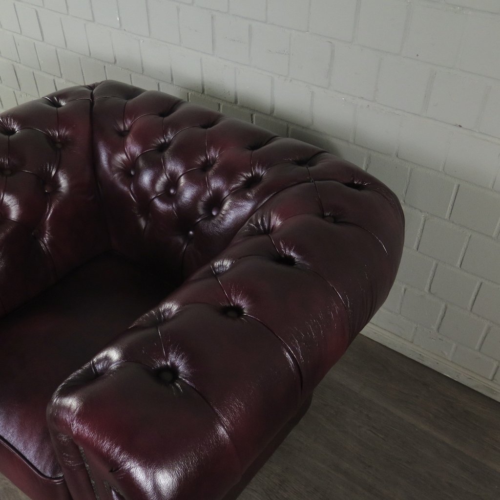 Chesterfield Couchgarnitur Leder Bordeaux