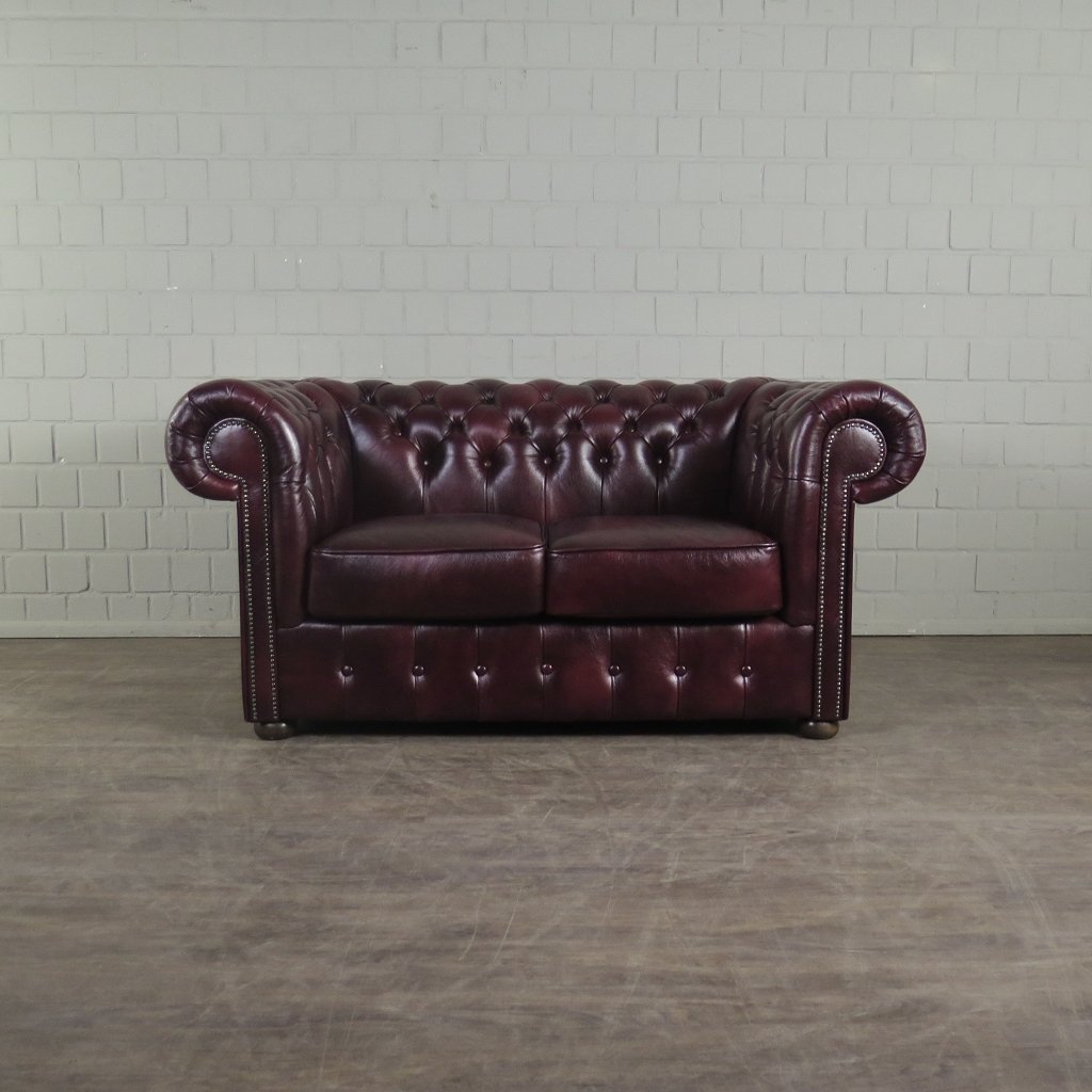 Chesterfield Couchgarnitur Leder Bordeaux