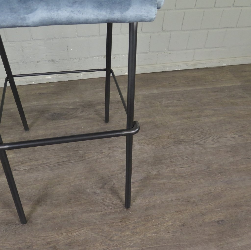 Barhocker Barstuhl Blau Velour