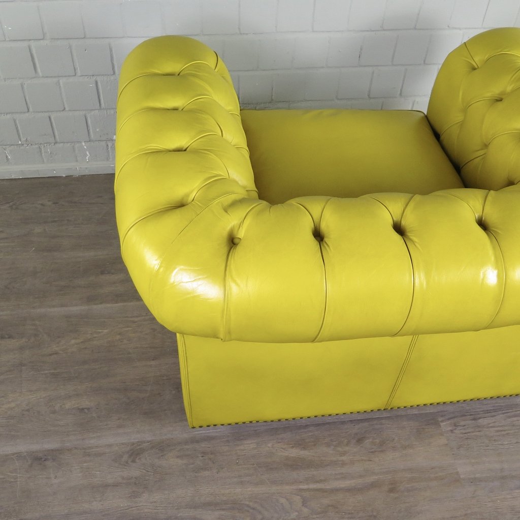 Chesterfield Sessel Leder Gelb