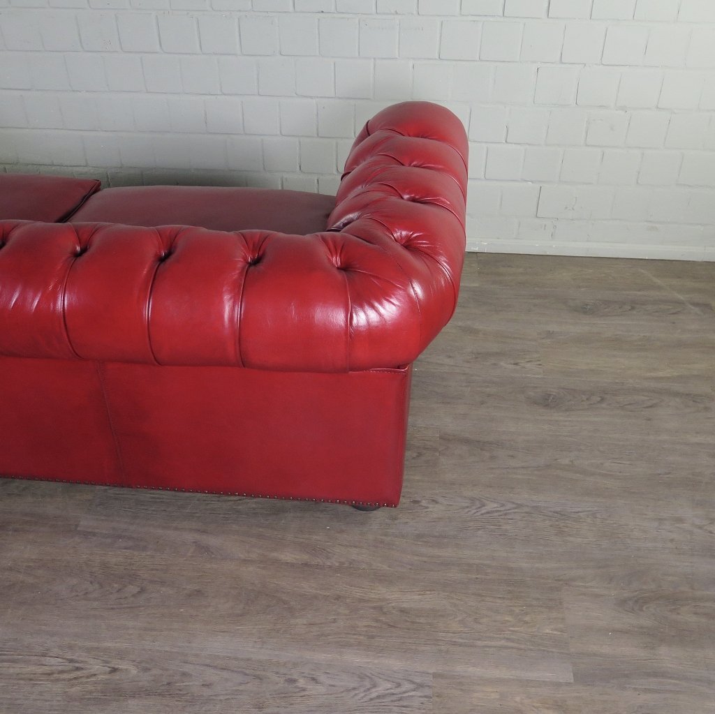 Chesterfield Sofa Couch Leder Rot 2.10 m