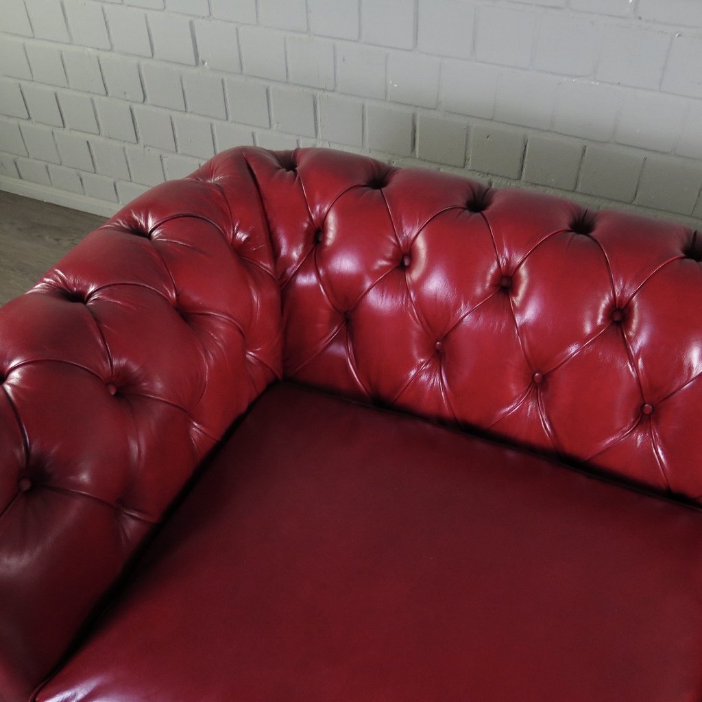 Chesterfield Sofa Couch Leder Rot 2.10 m