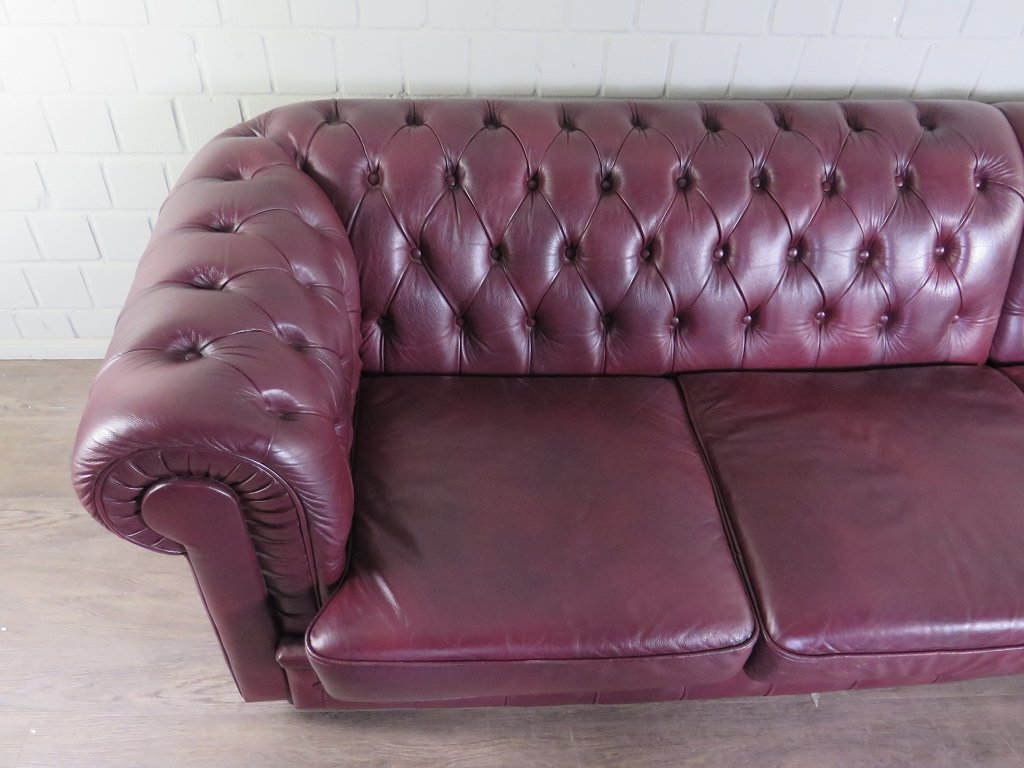 Chesterfield Sofa Couch Leder Pflaume 2.90 m