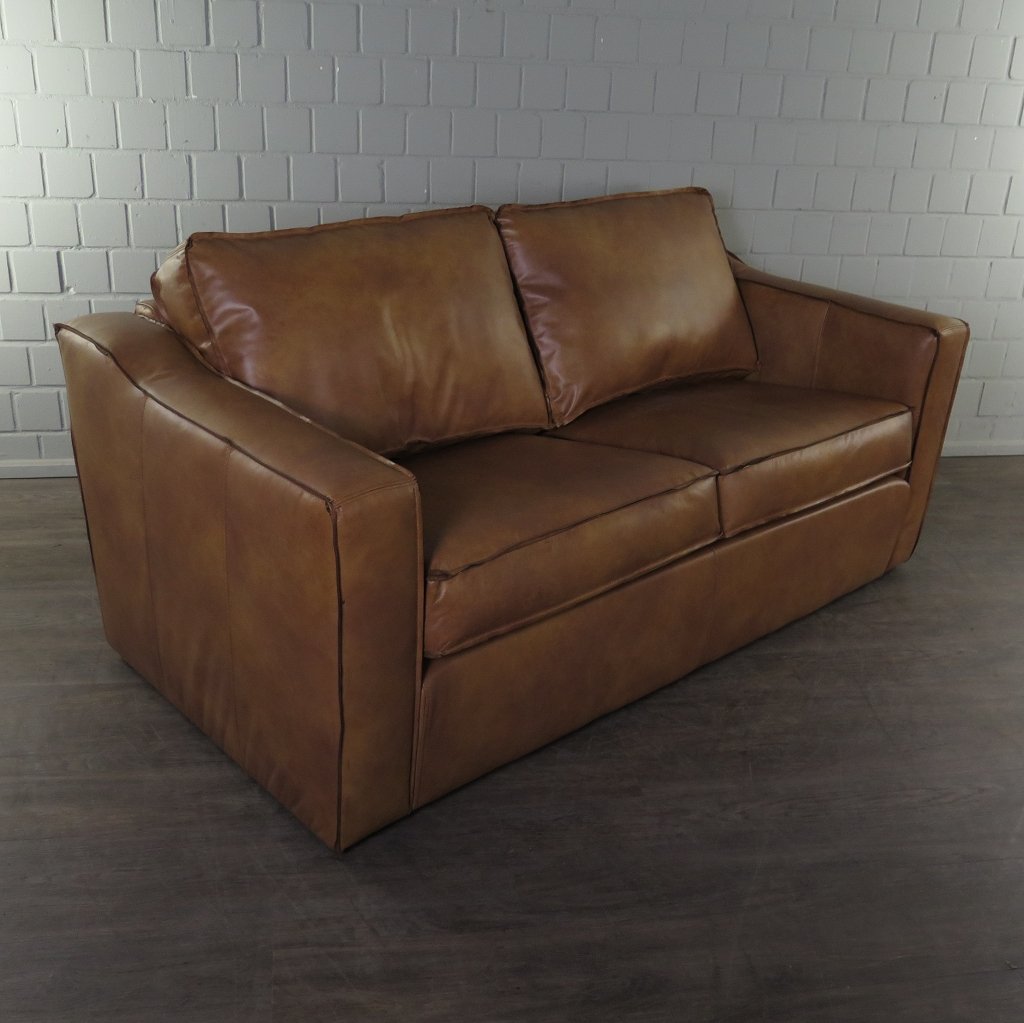 Couch Sofa Leder 2-Sitzer Camel 1,82 m