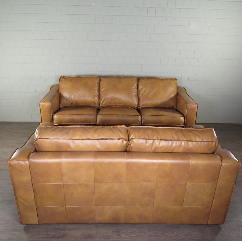 Couchgarnitur Sofa Couch Leder 2-3 Camel