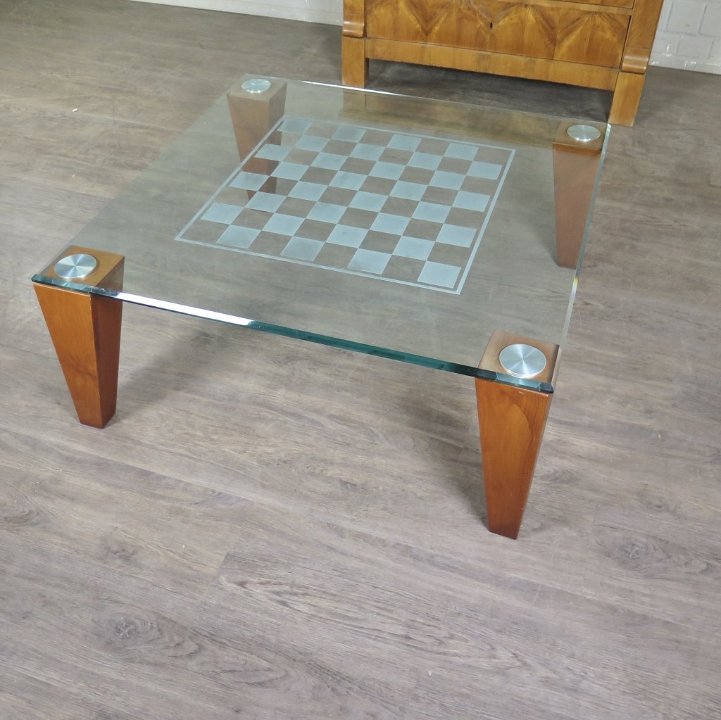 Spieltisch Schachbrett Glas Kirschbaum 1,00 m x 1,00 m