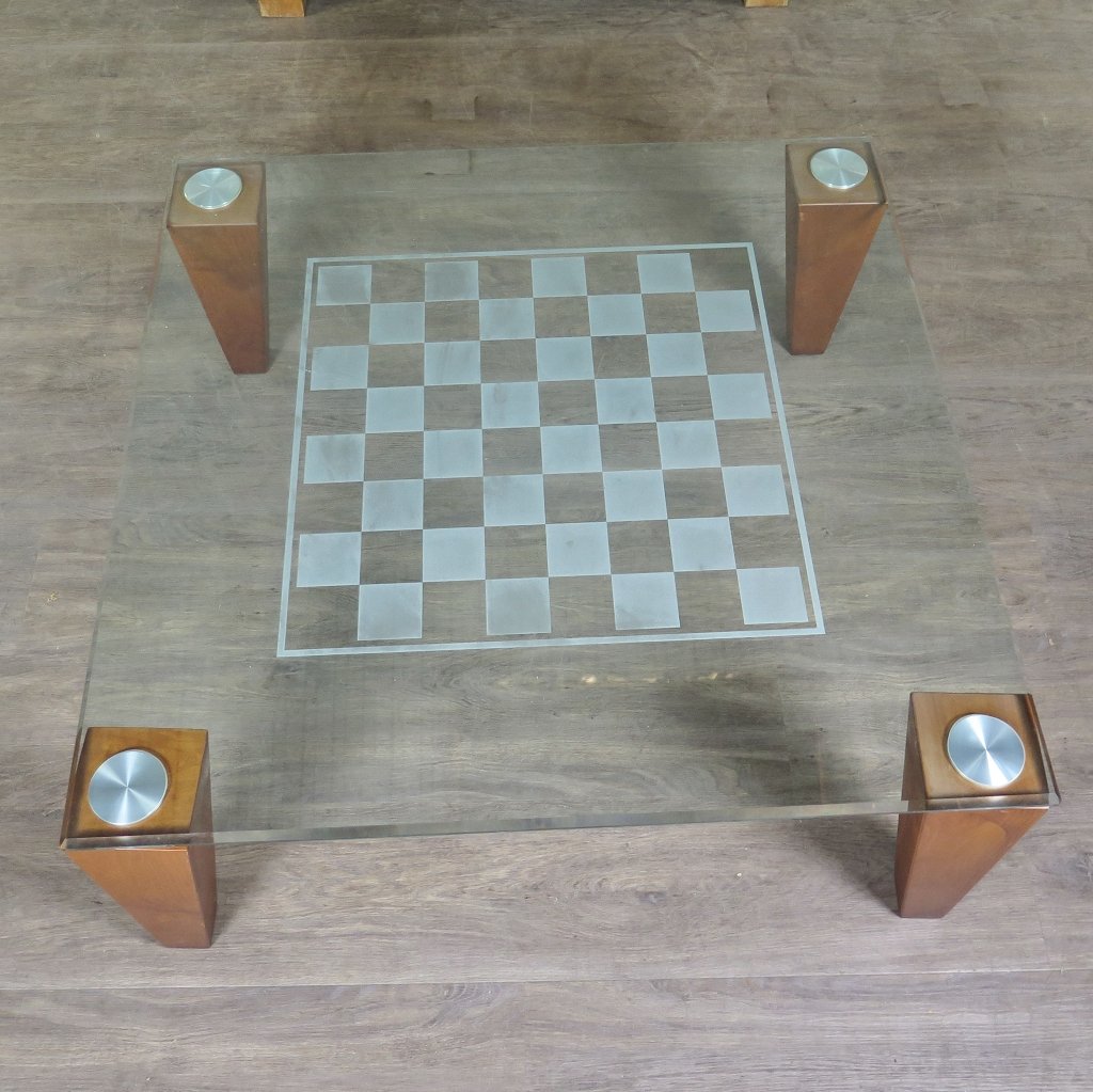 Spieltisch Schachbrett Glas Kirschbaum 1,00 m x 1,00 m