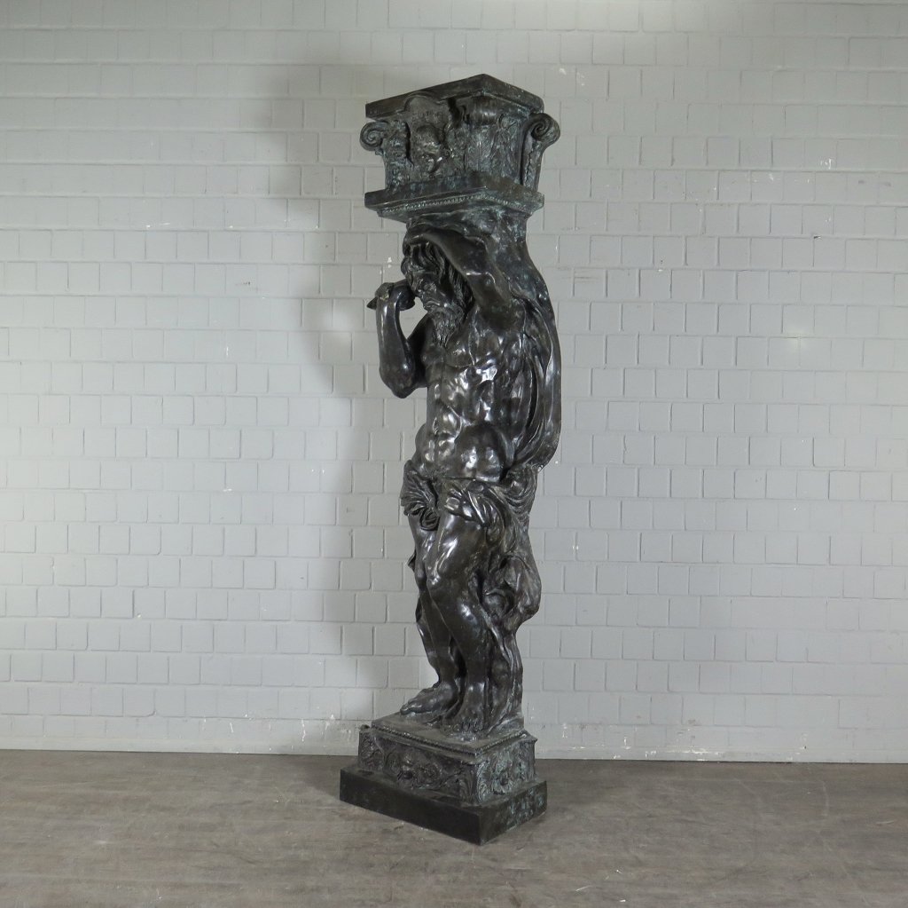 Set Skulptur-Säulen Dekoration griechischer Gott Bronze 2,40 m