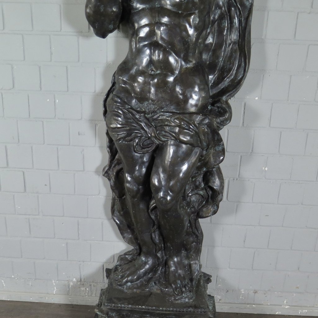 Set Skulptur-Säulen Dekoration griechischer Gott Bronze 2,40 m