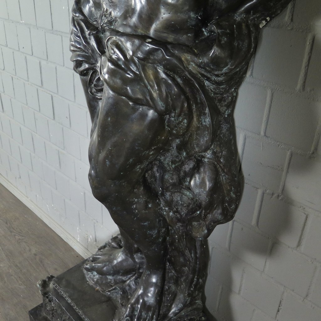 Set Skulptur-Säulen Dekoration griechischer Gott Bronze 2,40 m