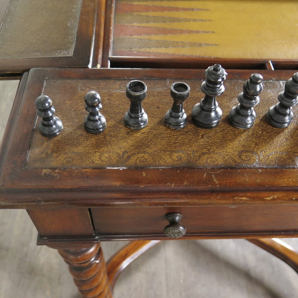 Spieltisch Schach Dame Backgammon 0,87 m Nussbaum