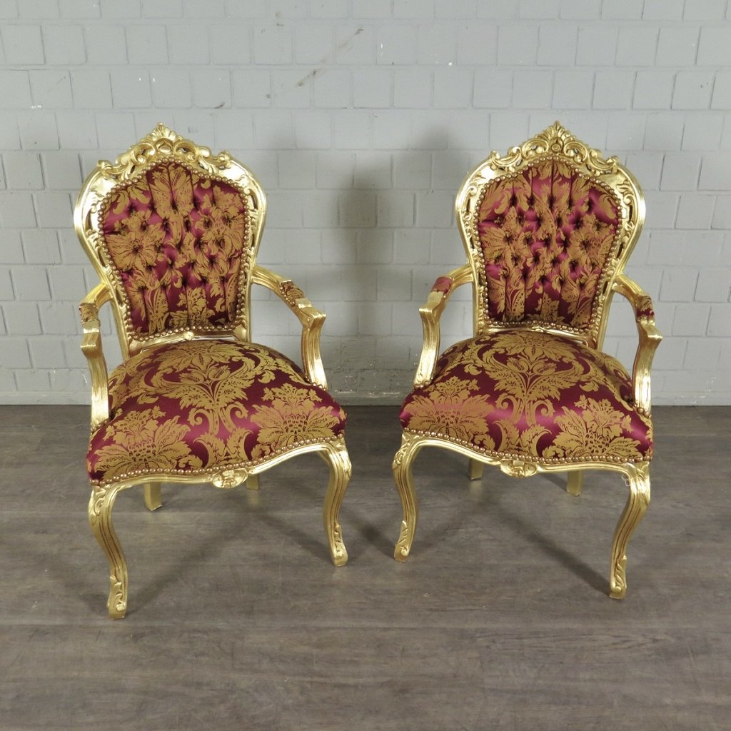 Barockstuhl Stuhl Rot-Gold Setpreis