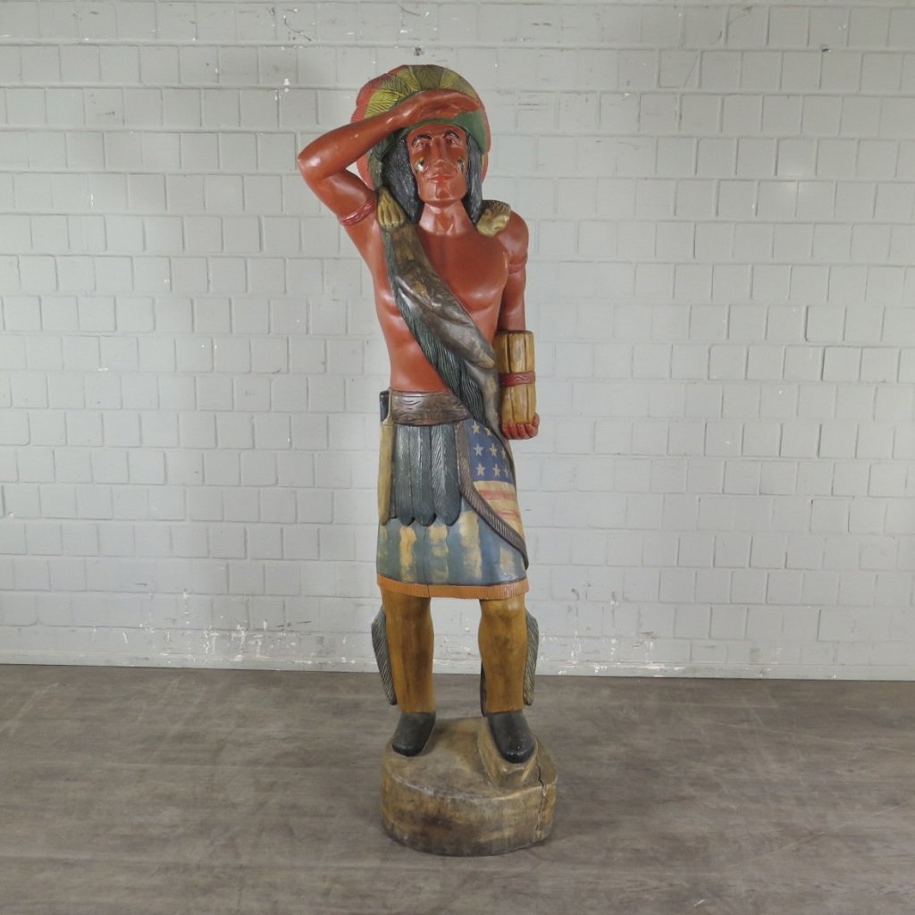Skulptur Dekoration Indianer 1,90 m Massivholz