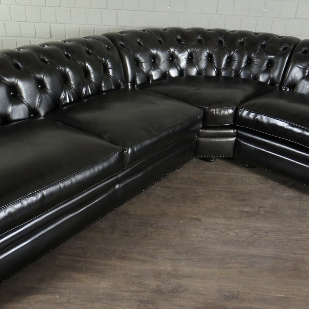 Chesterfield Couch Ecksofa Eckcouch Schwarz 2,75 m x 2,90 m