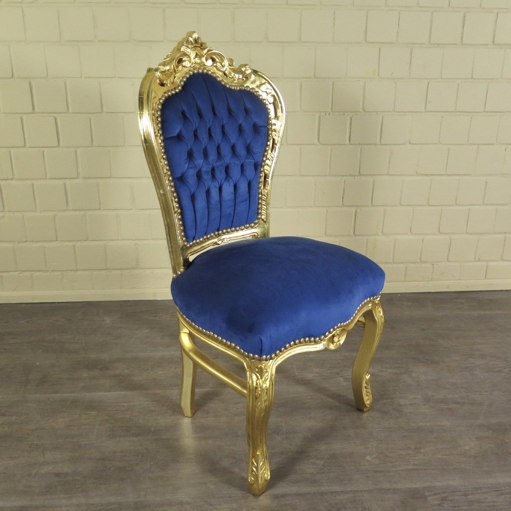 Barockstuhl Stuhl Blau-Gold